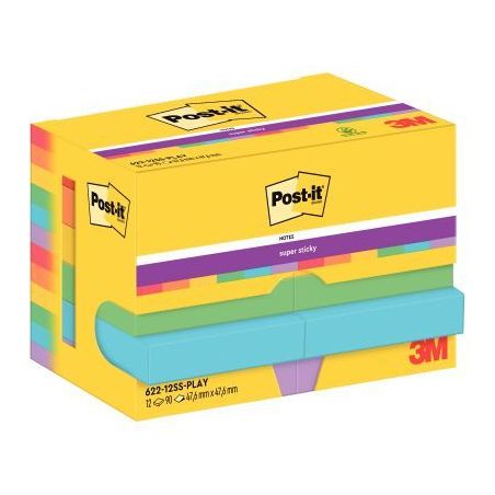 Achetez Paquet de 12 blocs notes super sticky post-it  90 feuilles  47,6x47,6mm collection playful B..