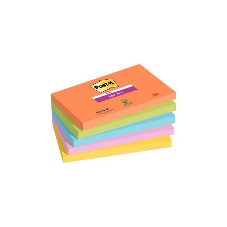 Paquet de 5 blocs de 90 feuilles Super Sticky post-it, 76 x 127 mm collection boost BP1232 POST-IT 3M