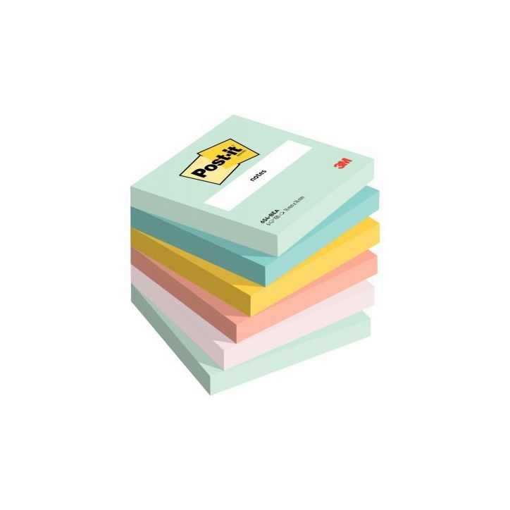 Paquet de 6 blocs notes post it adhesives collection Beachside 100 feuilles 76x76mm BP1252 POST-IT 3M