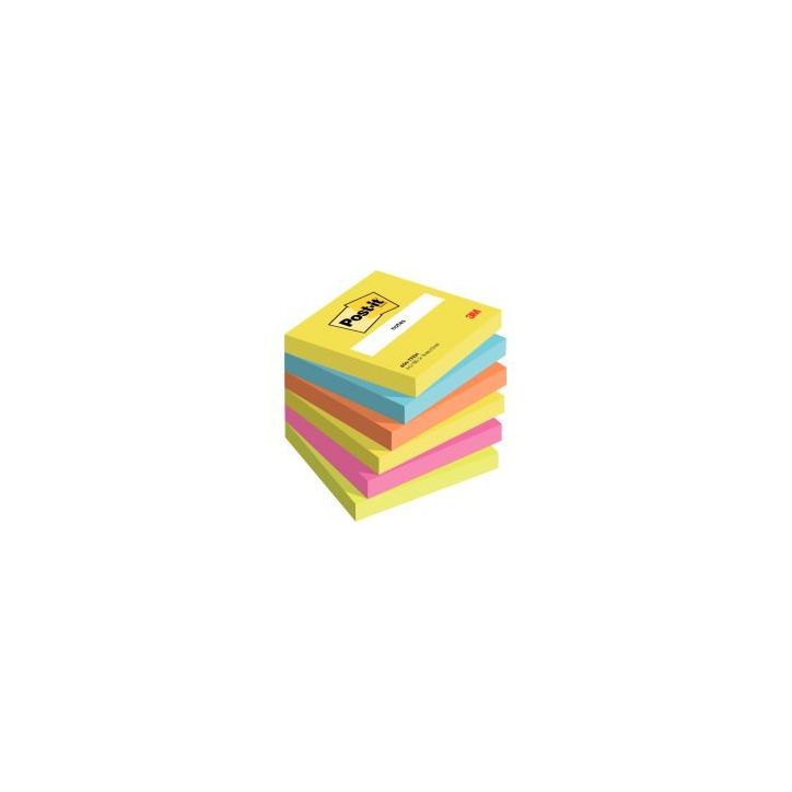 POST-IT Lot de 6 blocs repositionnables coloris énergique dimensions 76x76mm 654TF