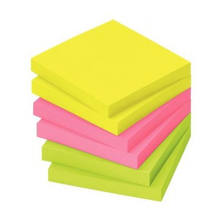 Achetez Lot de 6 blocs de notes repositionnables de 80 feuilles 75 x 75 mm couleurs vives assorties ..