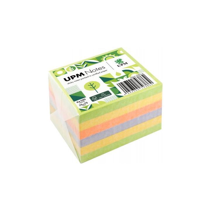 Lot de 6 blocs repositionnables 100 feuilles 75x75mm coloris spring 5854-76PG-6