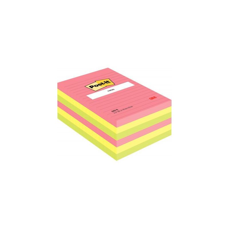 Achetez Lot de 6 blocs lignés de 100 feuilles Post-it, 102 x 152 mm, couleurs néon assorties 23849..