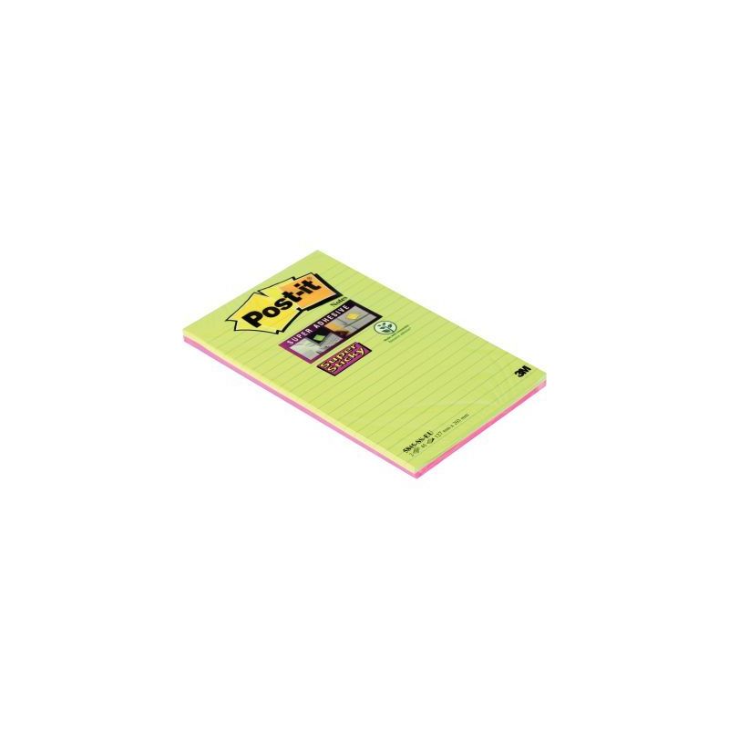 Achetez Paquet de 2 blocs notes Super Sticky de 45 feuilles lignées, grand format 127 x 203 mm BP33..