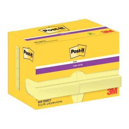 Achetez POST-IT Lot de 12 blocs repositionnables Super Sticky 90 feuilles Jaune 4,76 X 4,76 mm pas c..