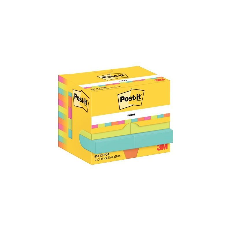 Achetez Paquet de 12 blocs notes de 100 feuilles adhesives Post-it  38 x 51 mm collection Poptimisti..