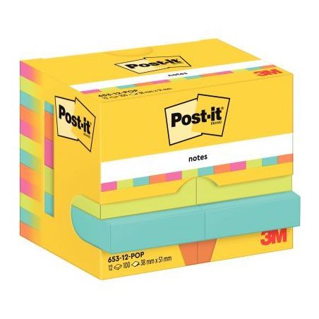 Achetez Paquet de 12 blocs notes de 100 feuilles adhesives Post-it  38 x 51 mm collection Poptimisti..