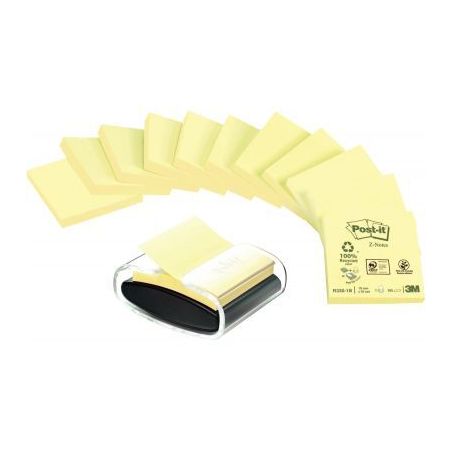 Achetez Lot de 12 blocs Z-notes recyclées avec un dévidoir millénium noir offert BP284 POST-IT 3M..