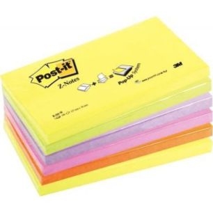 Achetez Lot de 6 blocs z-notes repositionnables 76 x 127 mm, couleurs néon assorties 59734 POST-IT ..