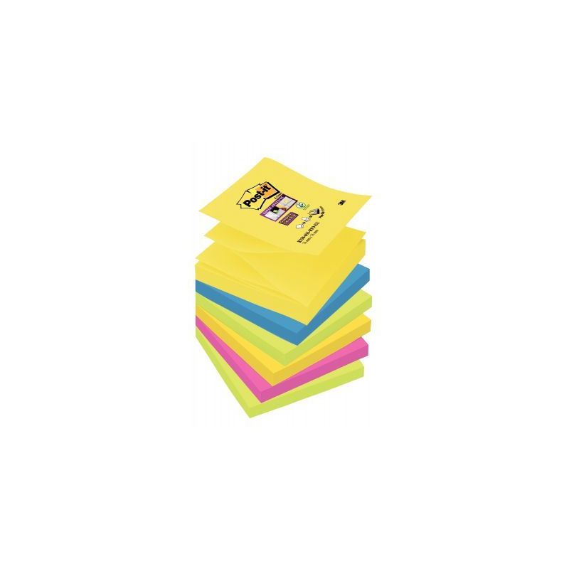 Achetez Lot de 6 blocs de 90 feuilles Z-Notes Super Sticky post-it, 76x76 mm, couleurs Rio de Janeir..