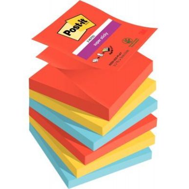 Achetez POST-IT® Z-Notes Super Sticky Playful 76x76 mm. 6 blocs, 90F. Ass : rouge/orange/jaune/vert..