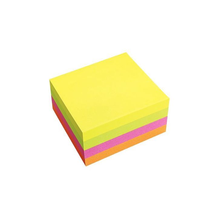 PERGAMY Bloc cube de 320 feuilles repositionnables dimensions 7,6x7,6cm. Coloris assortis néon