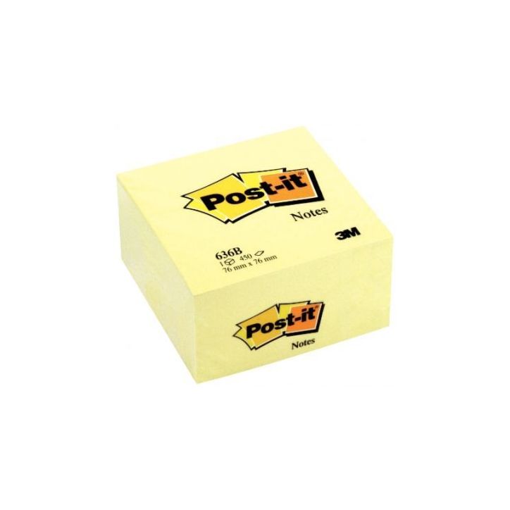 POST-IT Cube POST-IT® Jaune Pastel, 76 x 76 mm, 450 feuilles