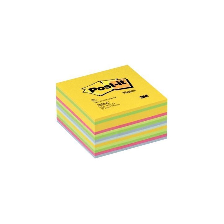 Cube de 450 feuilles de notes post-it repositionnables 76 x 76 mm couleurs assorties BP 336 POST-IT 3M