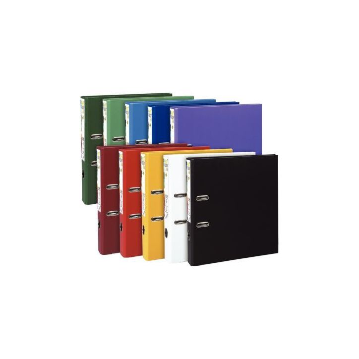 Classeur à levier en plastique PREM'TOUCH format A4 maxi dos 5 cm couleurs vives assorties 53154E PREM'TOUCH (...)