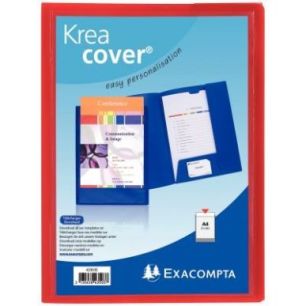 Achetez Chemise de présentation personnalisable 2 rabats KREACOVER en polypropylène 4/10ème, roug..