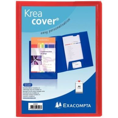 Achetez Chemise de présentation personnalisable 2 rabats KREACOVER en polypropylène 4/10ème, roug..