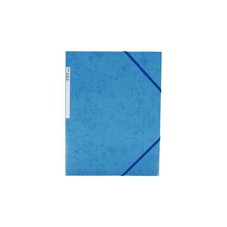 Chemise 3 rabats à élastiques + étiquette de dos coloris bleu carte grainée 5/10e 450g format 24 x 32 cm 4(...)