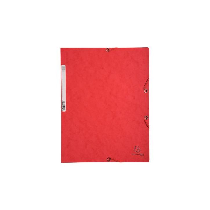 Chemise 3 rabats à élastiques en carte lustrée 400g, rouge 55505E EXACOMPTA