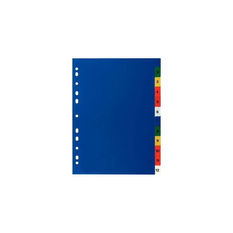 Achetez Jeu de 12 intercalaires numériques en polypropylène de couleur. Format 21x29,7 cm touches .. Achetez Jeu de 12 intercalaires numériques en polypropylène de couleur. Format 21x29,7 cm touches ..