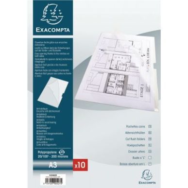 Achetez Sachet de 10 pochettes coin en polypropylène 20/100ème pour format A3 325005E EXACOMPTA pa..