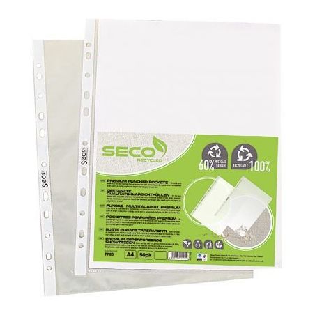 Achetez Sachet de 50 pochettes perforées en polypropylène recyclable 8/100ème PP80 SECO pas cher ..