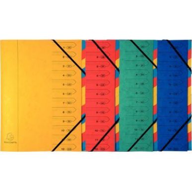 Achetez Trieur dos agrafé avec élastiques, 12 compartiments, coloris assortis 54120E EXACOMPTA pas..