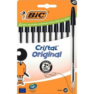Achetez Boîte de 10 stylos bille Cristal pointe moyenne noirs 516353 CRISTAL BIC pas cher sur Ma Re..