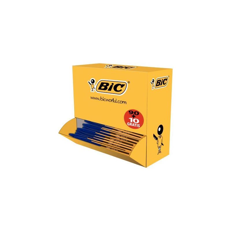 Achetez Pack de 100 stylos bille Bic Cristal pointe fine bleus dont 10 gratuits 942920 BIC pas cher ..