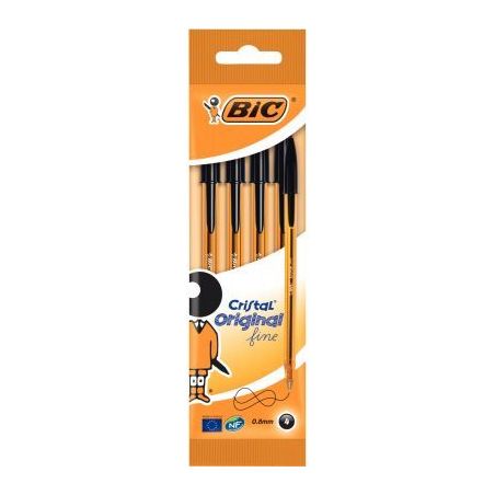 Achetez Blister de 4 stylos bille Cristal pointe fine noirs 516339 CRISTAL BIC pas cher sur Ma Rentr..