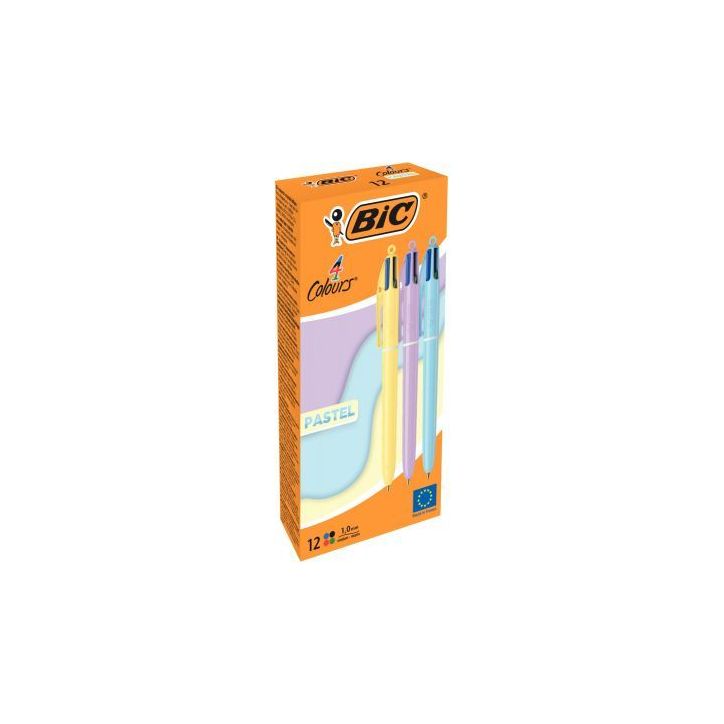 Boîte de 12 stylos bille 4 couleurs pastel assortis 517320 4 COULEURS BIC