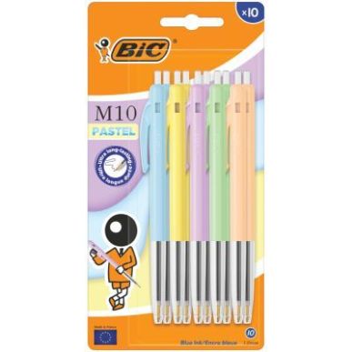 Achetez Blister de 10 stylos bille M10 pastel assortis 303235 M10 BIC pas cher sur Ma Rentrée Scola..