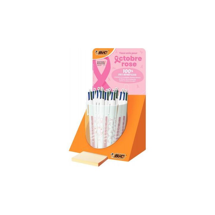 Tubo de 30 stylos bille 4 couleurs octobre rose 526361 4 COULEURS BIC