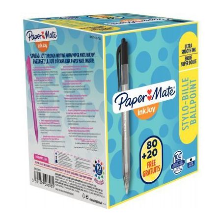 Achetez Boîte de 100 stylos inkjoy 100RT noir dont 20 gratuits S0977430 INKJOY PAPER MATE pas cher ..