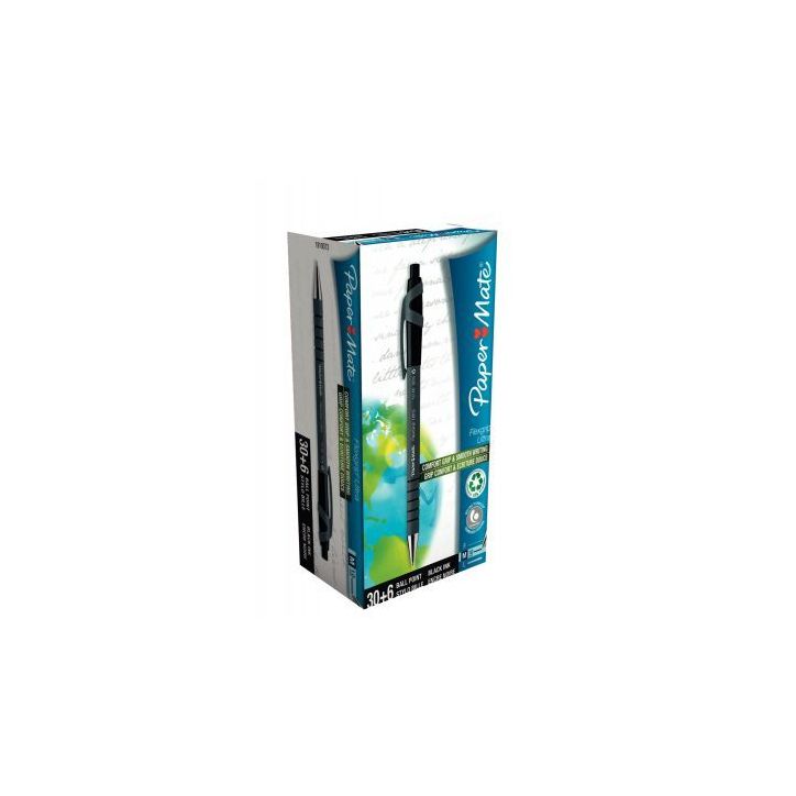 Pack de 36 stylos bille Flexgrip ultra dont 6 gratuits noirs 1910073 FLEXGRIP PAPER MATE
