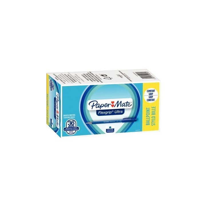 Pack de 36 stylos bille Flexgrip ultra dont 6 gratuits bleus 1910074 FLEXGRIP PAPER MATE