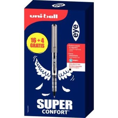 Achetez Boite de 20 rollers Uniball eye UB157 pointe moyenne noir dont 4 gratuits L UB157/16+4G N UN..