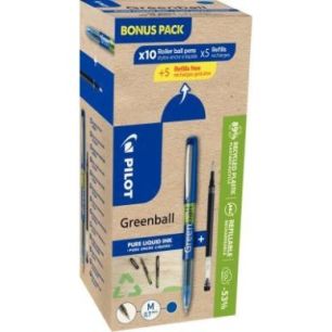 Achetez Pack de 10 rollers Greenball bleus + 10 recharges bleues WLT454758 PILOT pas cher sur Ma Ren..