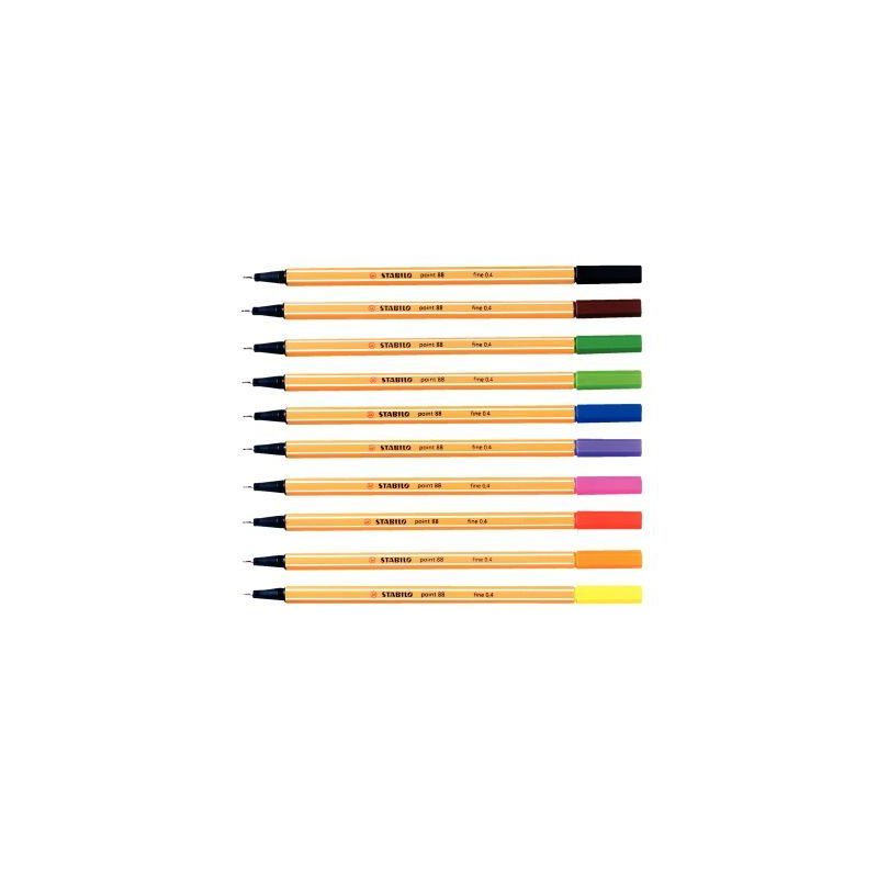 Achetez STABILO point 88 stylo-feutre pointe fine (0,4 mm) - Etui de 10 stylo-feutres - Coloris asso..