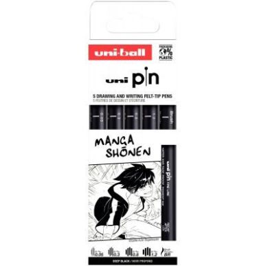 Achetez Pochette 5 feutres Manga pointes assorties brush noirs PIN/5 PF ASP013 UNIBALL pas cher sur ..