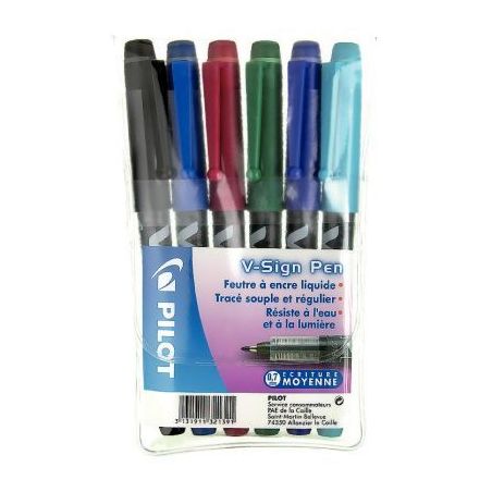 Achetez Pochette de 6 feutres Pilot V-Sign Pen assortis 3131911321391 PILOT pas cher sur Ma Rentrée..