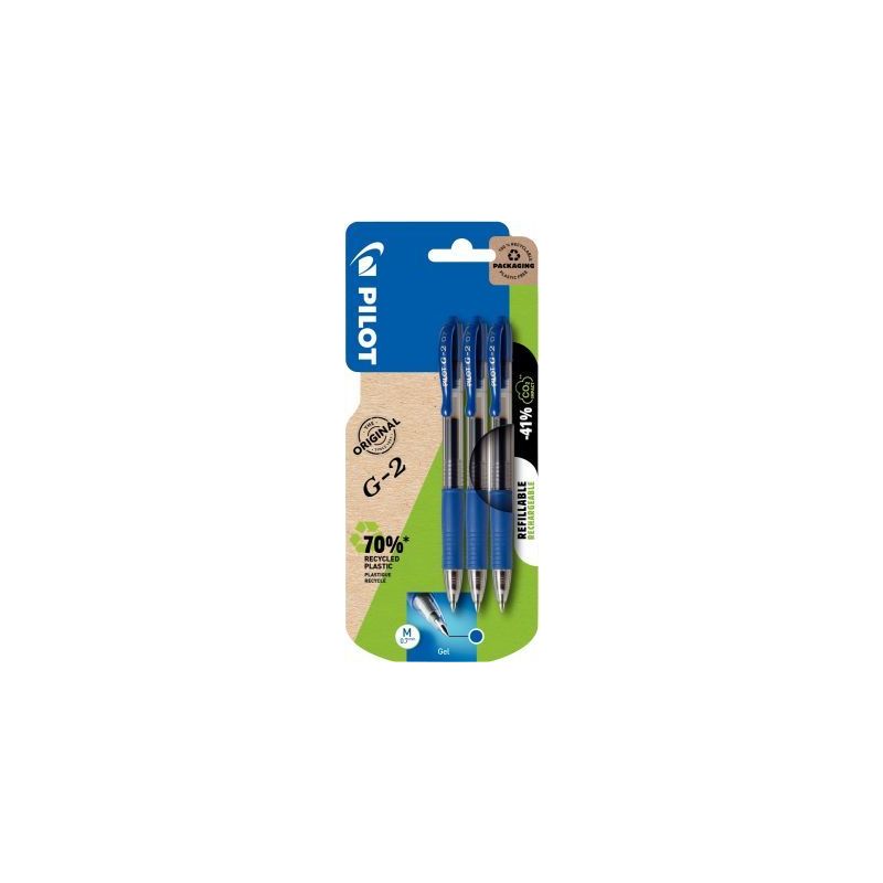 Achetez Blister de 3 stylos G2 bleus 3131910217961 G-2 PILOT pas cher sur Ma Rentrée Scolaire