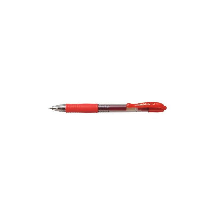 PILOT Stylo bille pointe moyenne rétractable encre gel Rouge corps plastique avec grip caoutchouc G2