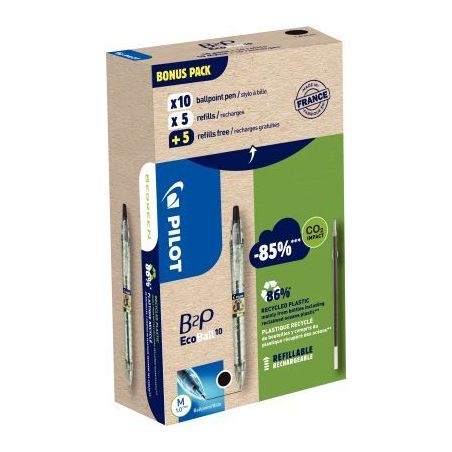 Achetez Greenpack de 10 stylos noirs + 10 recharges Ecoball noires 3131910586562 PILOT pas cher sur ..