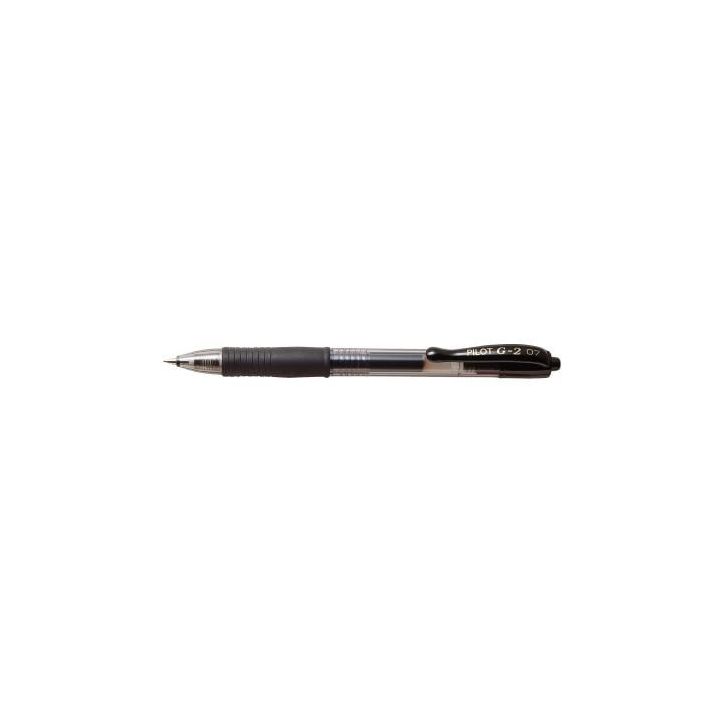 PILOT Stylo bille pointe moyenne rétractable encre gel Noire corps plastique avec grip caoutchouc G2