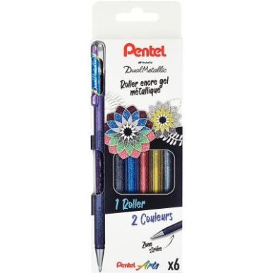 Achetez Pochette de 6 stylos gel Dual Métallica assortis K110/6 PENTEL pas cher sur Ma Rentrée Sco..