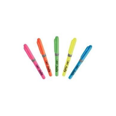Achetez BIC Highlighter Grip Surligneurs Pointe Biseautée - Couleurs Fluo Assorties, Etui Carton de..