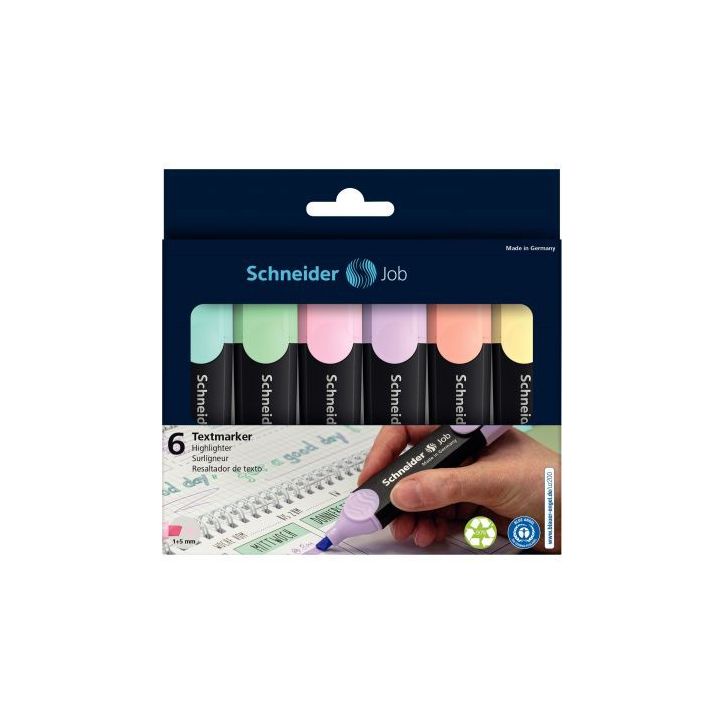 Pochette de 6 surligneurs Job Pastel assortis 115097 SCHNEIDER