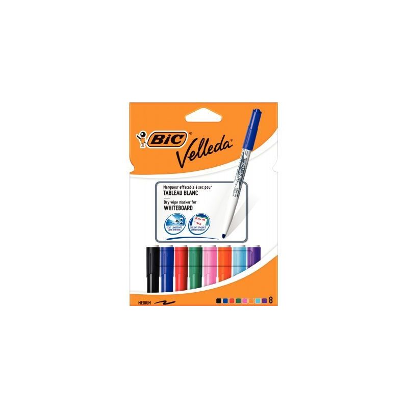 Achetez BIC Velleda 1741 Feutres pour Tableau Blanc Effaçables à  Sec, Pte Conique Moy - Assortis..
