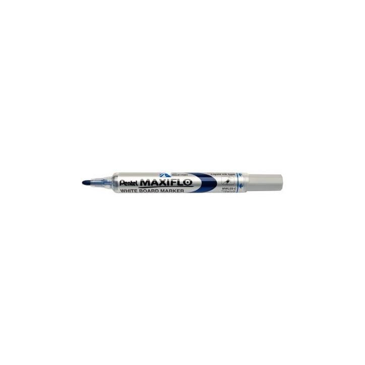 PENTEL Marqueur effaçable sec tableaux Blanc pointe ogive moyenne encre liquide base alcool Bleue MAXIFLO